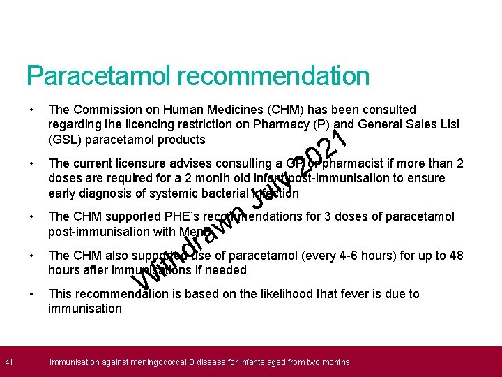 Paracetamol recommendation • • • The Commission on Human Medicines (CHM) has been consulted
