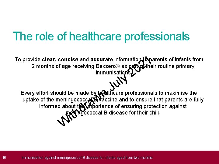 The role of healthcare professionals 1 2 To provide clear, concise and accurate information