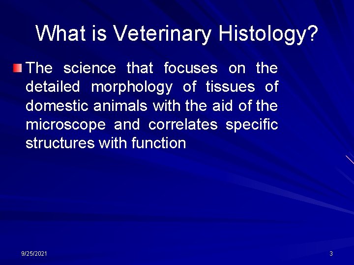 What is Veterinary Histology? The science that focuses on the detailed morphology of tissues