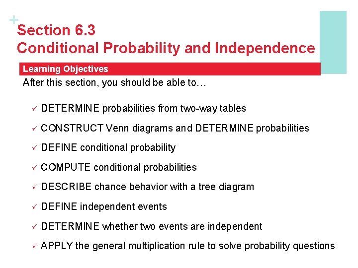 Chapter 6 Probability What are the Chances Section