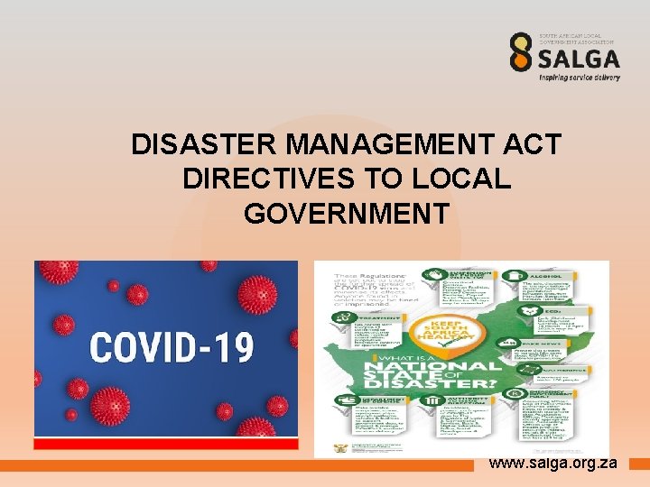 DISASTER MANAGEMENT ACT DIRECTIVES TO LOCAL GOVERNMENT www. salga. org. za 