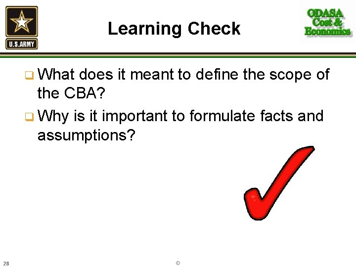 Learning Check q What does it meant to define the scope of the CBA?