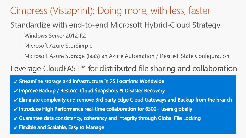 Cimpress (Vistaprint): Doing more, with less, faster Standardize with end‐to‐end Microsoft Hybrid‐Cloud Strategy ‐