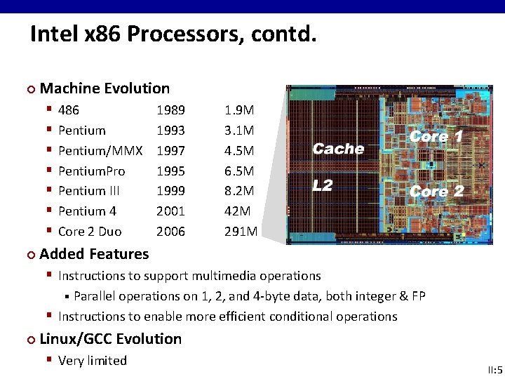 Intel x 86 Processors, contd. ¢ Machine Evolution § § § § ¢ 486 Intel x 86 Processors, contd. ¢ Machine Evolution § § § § ¢ 486