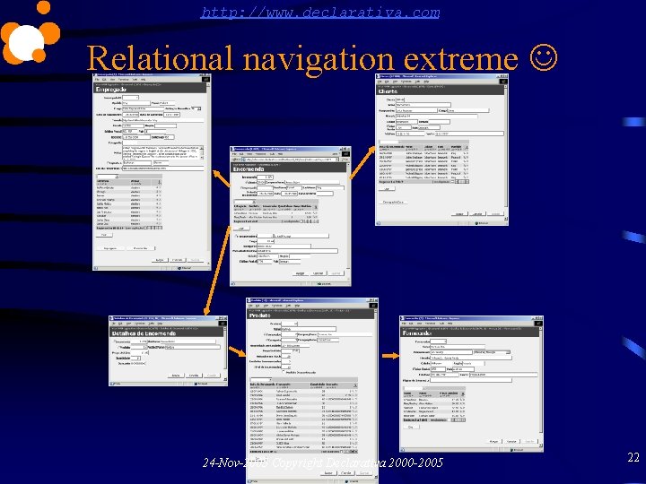 http: //www. declarativa. com Relational navigation extreme 24 -Nov-2005 Copyright Declarativa 2000 -2005 22