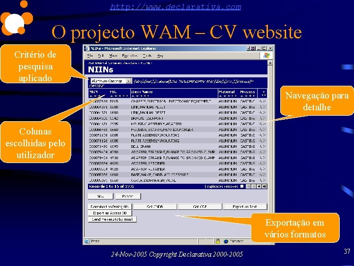http: //www. declarativa. com O projecto WAM – CV website Critério de pesquisa aplicado