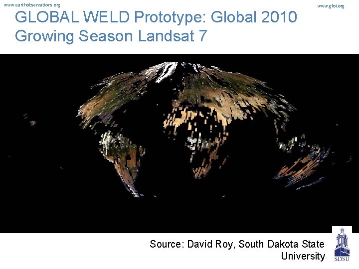 www. earthobservations. org GLOBAL WELD Prototype: Global 2010 Growing Season Landsat 7 www. gfoi.