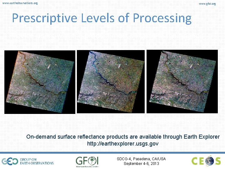 www. earthobservations. org www. gfoi. org Prescriptive Levels of Processing Provide users with the