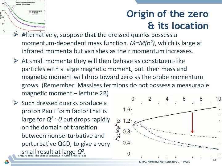 Origin of the zero & its location Ø Alternatively, suppose that the dressed quarks