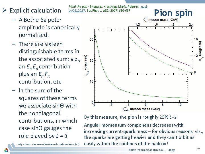 Ø Explicit calculation Mind the gap - Bhagwat, Krassnigg, Maris, Roberts, nuclth/0612027, Eur. Phys.