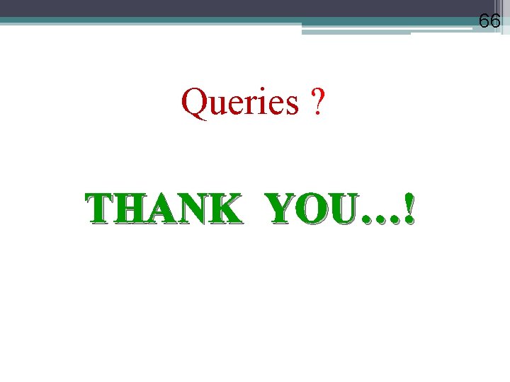 66 Queries ? THANK YOU…! 