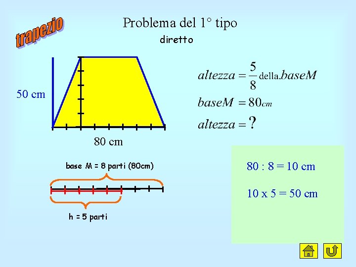 Problema del 1° tipo diretto 50 cm 80 cm base M = 8 parti