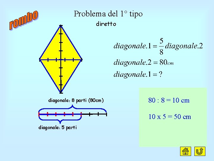 Problema del 1° tipo diretto diagonale 2 8 parti (80 cm) 80 : 8