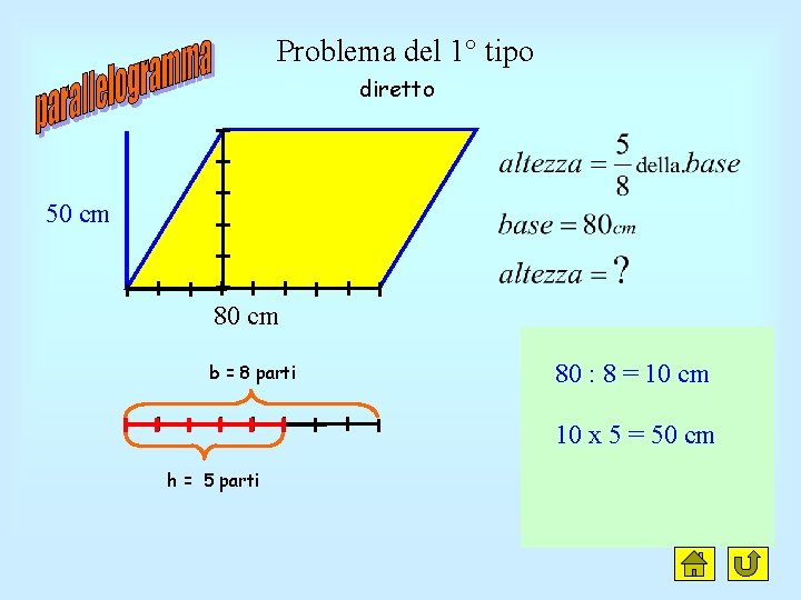 Problema del 1° tipo diretto 50 cm 80 cm b = 8 parti 80