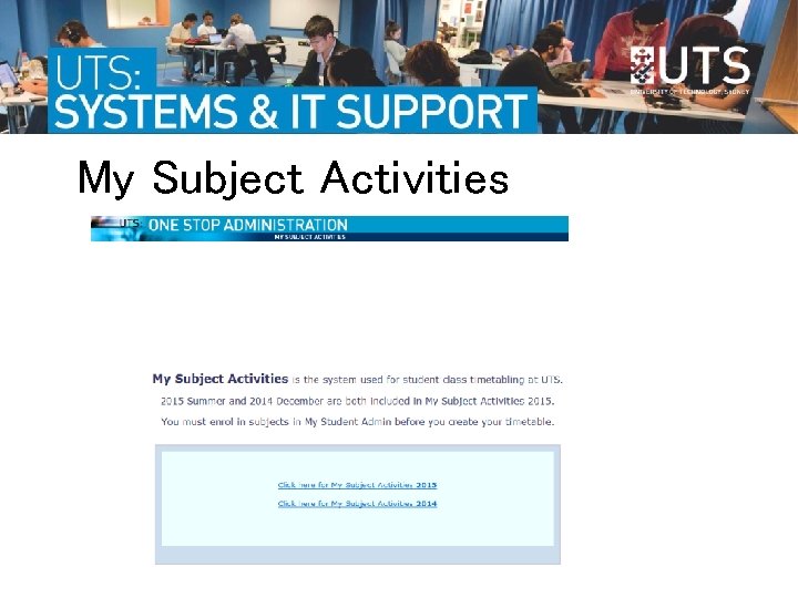 My Subject Activities  My Subject Activities