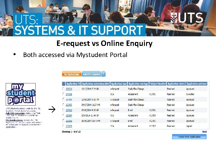 E-request vs Online Enquiry • Both accessed via Mystudent Portal  E-request vs Online Enquiry • Both accessed via Mystudent Portal