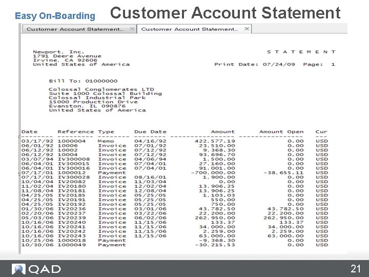 Customer Account Statement Print – 27. 14 Easy On-Boarding Customer Account Statement 21 