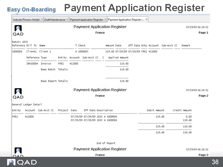 Payment Application Register – 27. 6. 10 Easy On-Boarding Payment Application Register 36 