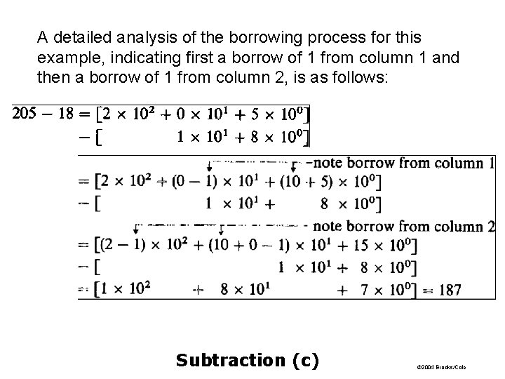 A detailed analysis of the borrowing process for this example, indicating first a borrow
