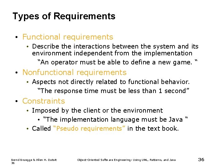 Types of Requirements • Functional requirements • Describe the interactions between the system and Types of Requirements • Functional requirements • Describe the interactions between the system and