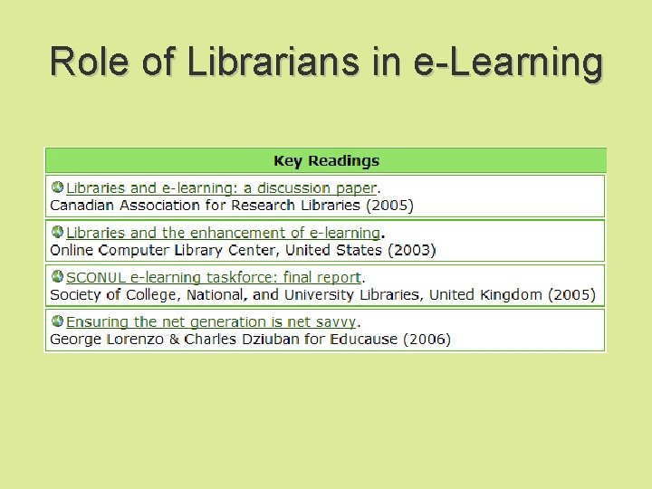 Role of Librarians in e-Learning 