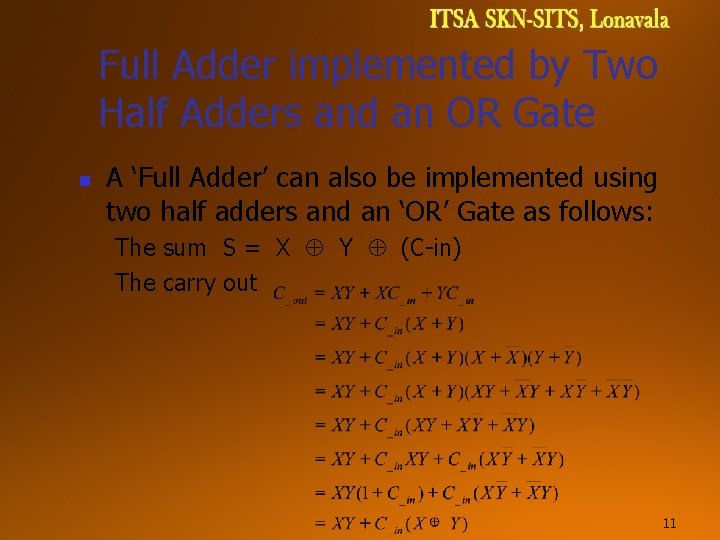 Full Adder implemented by Two Half Adders and an OR Gate n A ‘Full Full Adder implemented by Two Half Adders and an OR Gate n A ‘Full