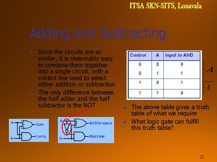 Adding and Subtracting n n Since the circuits are so similar, it is reasonably Adding and Subtracting n n Since the circuits are so similar, it is reasonably