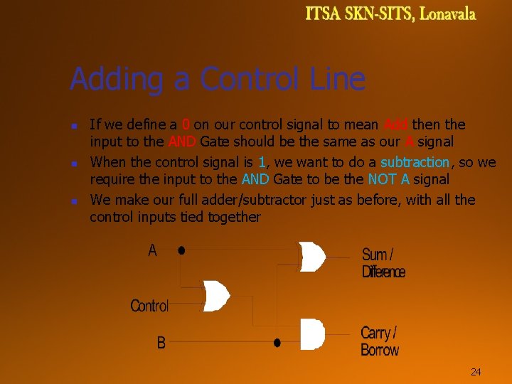 Adding a Control Line n n n If we define a 0 on our Adding a Control Line n n n If we define a 0 on our