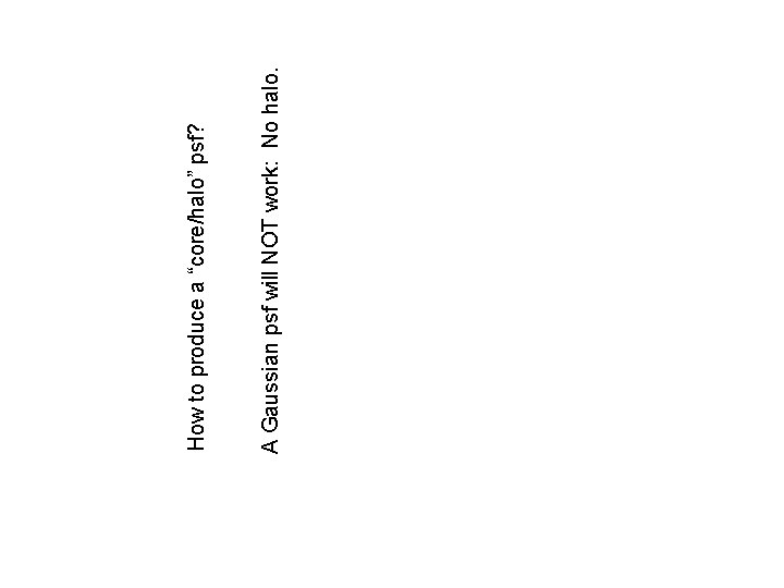 A Gaussian psf will NOT work: No halo. How to produce a “core/halo” psf?