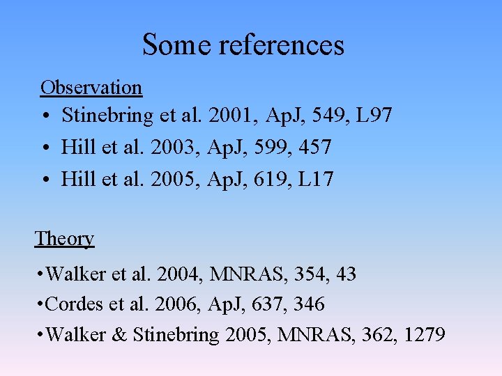 Some references Observation • Stinebring et al. 2001, Ap. J, 549, L 97 •