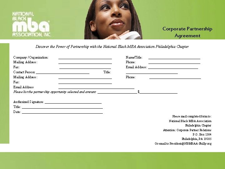 Corporate Partnership Agreement Discover the Power of Partnership with the National Black MBA Association