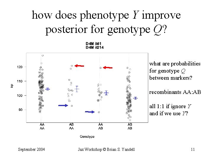 how does phenotype Y improve posterior for genotype Q? what are probabilities for genotype