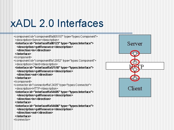 x. ADL 2. 0 Interfaces <component id="componentffa 805157" type="types: Component"> <description>Server</description> <interface id="interfaceffa 80123"