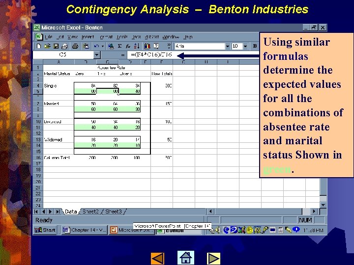 Contingency Analysis – Benton Industries Using similar formulas determine the expected values for all