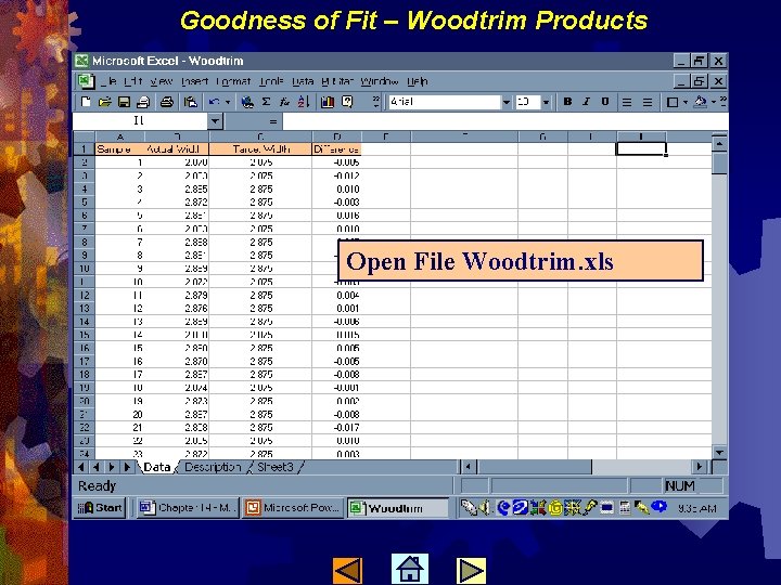 Goodness of Fit – Woodtrim Products Open File Woodtrim. xls 