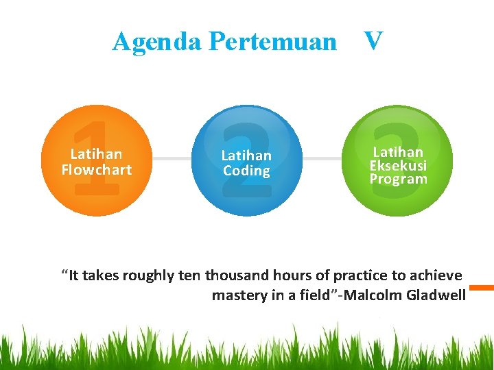 Agenda Pertemuan V 1 2 3 Latihan Flowchart Latihan Coding Latihan Eksekusi Program “It