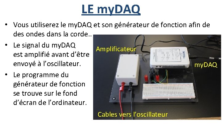 LE my. DAQ • Vous utiliserez le my. DAQ et son générateur de fonction