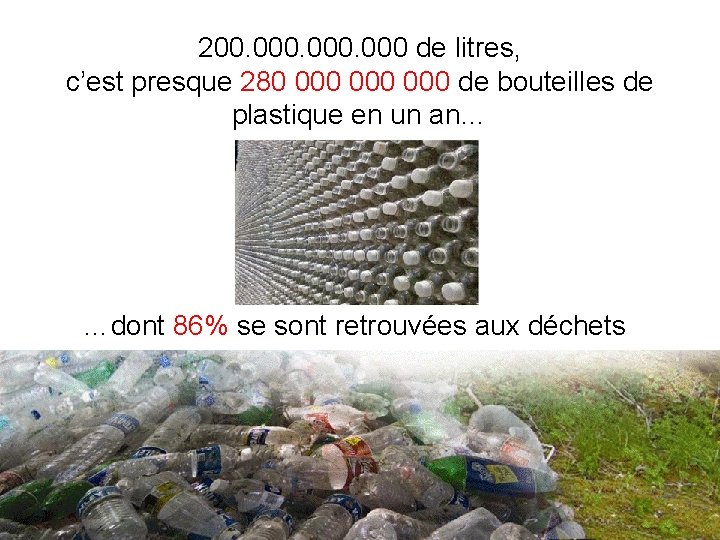 200. 000 de litres, c’est presque 280 000 000 de bouteilles de plastique en
