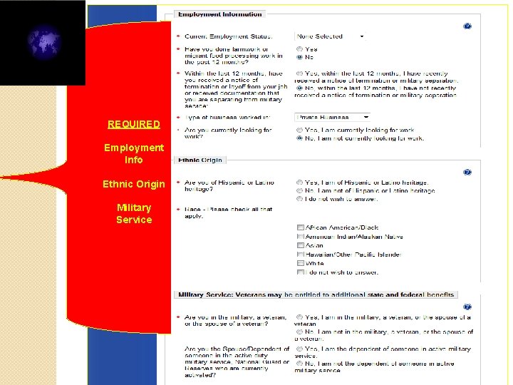 REQUIRED Employment Info Ethnic Origin Military Service 9/27/2021 20 