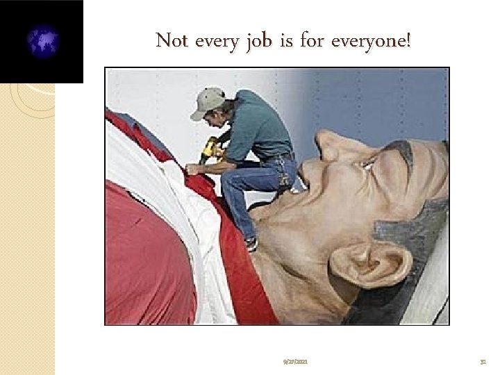 Not every job is for everyone! 9/27/2021 31 
