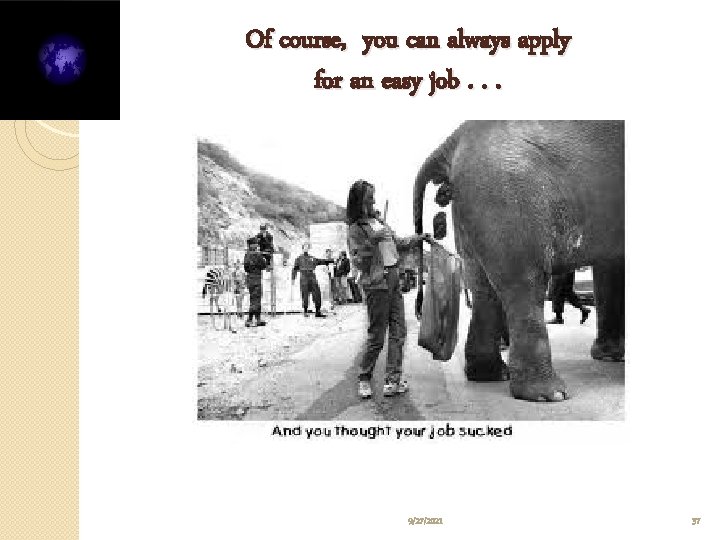 Of course, you can always apply for an easy job. . . 9/27/2021 37
