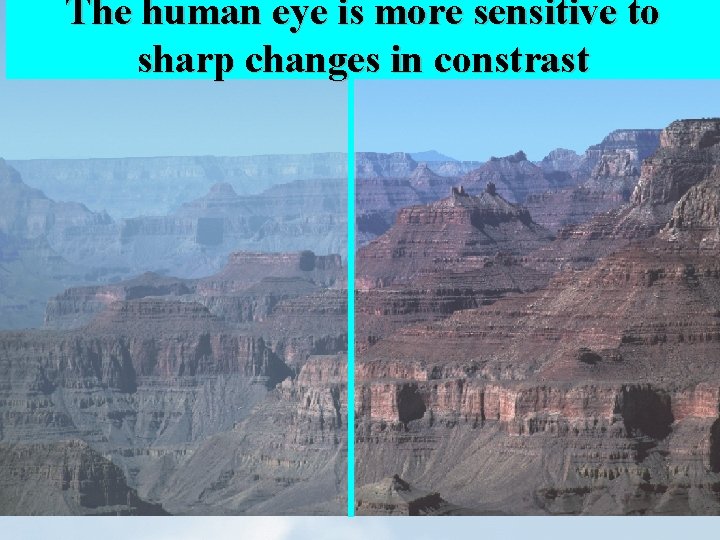 The human eye is more sensitive to sharp changes in constrast 