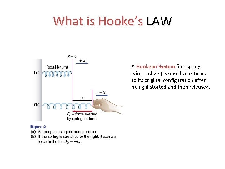 What is Hooke’s LAW A Hookean System (i. e. spring, wire, rod etc) is