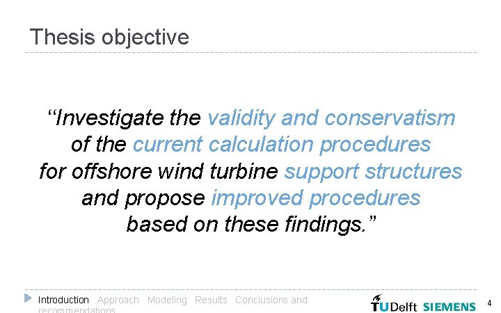 Thesis objective ‘‘Investigate the validity and conservatism of the current calculation procedures for offshore