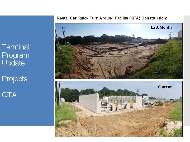 Rental Car Quick Turn Around Facility (QTA) Construction: Last Month Terminal Program Update Projects