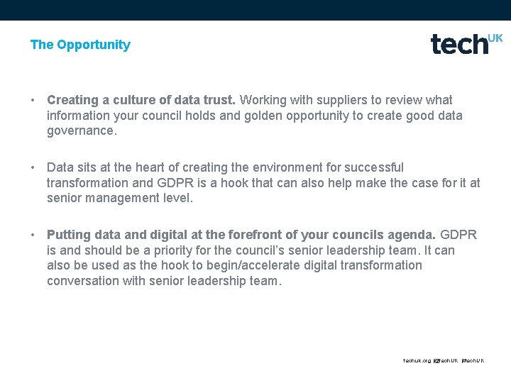 The Opportunity • Creating a culture of data trust. Working with suppliers to review The Opportunity • Creating a culture of data trust. Working with suppliers to review