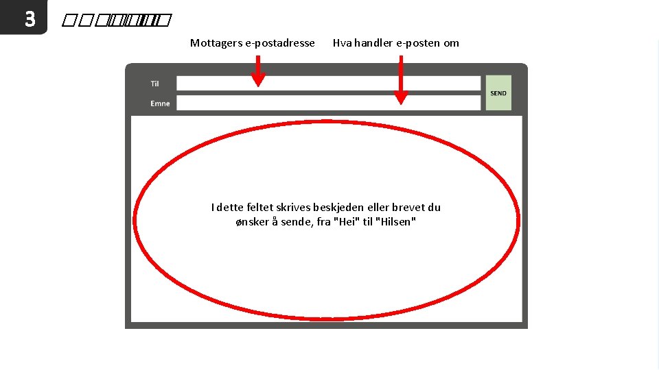 3 ������ �� Mottagers e-postadresse Hva handler e-posten om I dette feltet skrives beskjeden