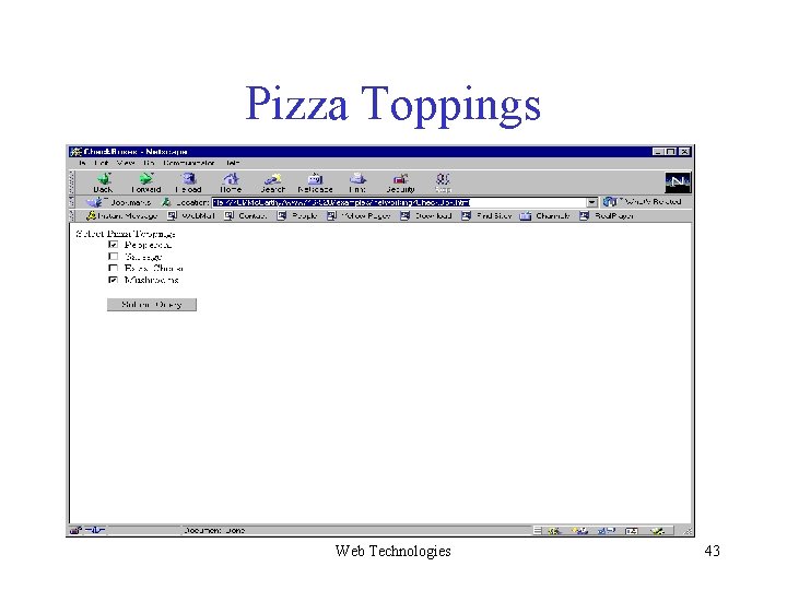 Pizza Toppings Web Technologies 43 Pizza Toppings Web Technologies 43