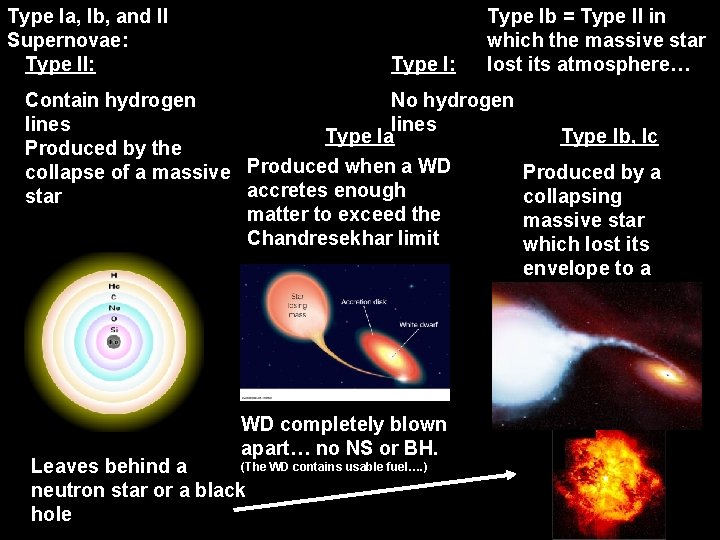 Type Ia, Ib, and II Supernovae: Type II: Type Ib = Type II in