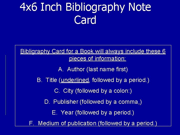 4 x 6 Inch Bibliography Note Card Bibligraphy Card for a Book will always